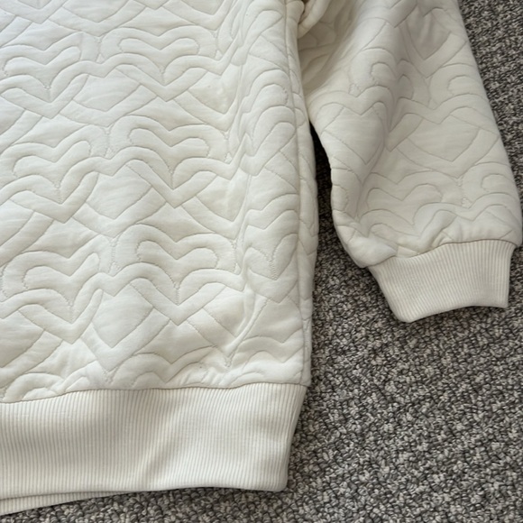 New Zara Men Sweetheart Hearts Sweatshirt 1/4 Zipped Sweater Top S Ecru - Picture 7 of 11